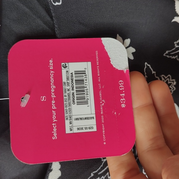 Isabel Maternity Black and White Floral Long Sleeve Dress NWT Size S Sheer Lined - Picture 5 of 9